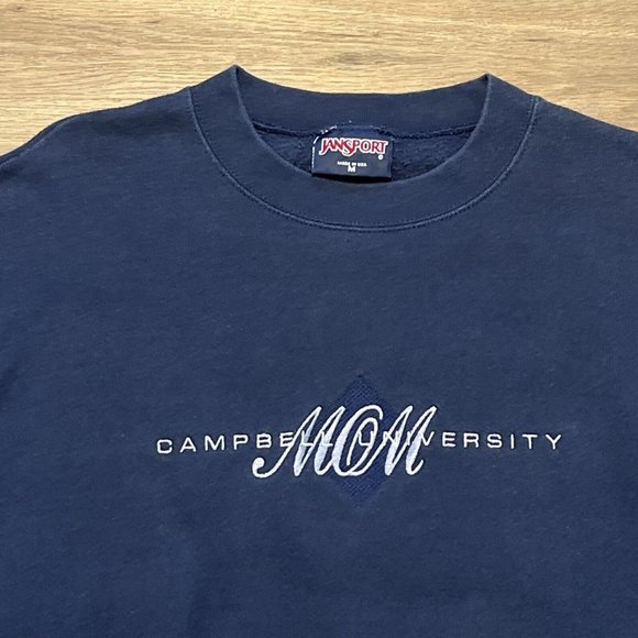 Jansport Campbell University Sweatshirt SZ Medium Navy Vintage 90s USA Made - Picture 2 of 9